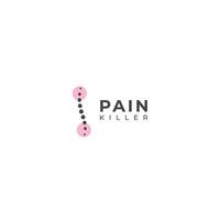 Créatif retour douleur, douleur tueur traitement logo conception. vecteur