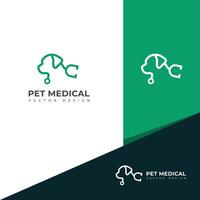 Créatif animal de compagnie médical se soucier logo conception. vecteur