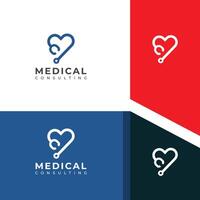 médical cœur logo conception modèle. battement de coeur logo. vecteur
