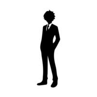 homme silhouette profil image anime style vecteur