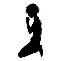 homme silhouette profil image anime style vecteur