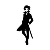 homme silhouette profil image anime style vecteur