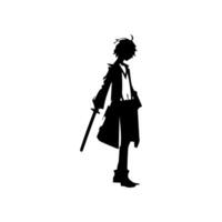 homme silhouette profil image anime style vecteur