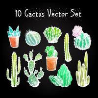 ensemble de cactus isolés dessinés à la main vecteur