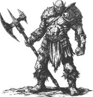 orc guerrier plein corps images en utilisant vieux gravure style vecteur