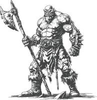 orc guerrier plein corps images en utilisant vieux gravure style vecteur