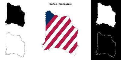 café comté, Tennessee contour carte ensemble vecteur