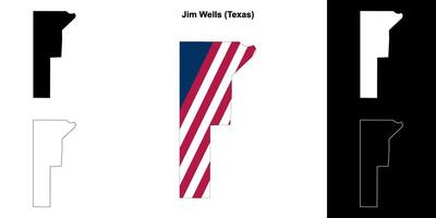 Jim puits comté, Texas contour carte ensemble vecteur