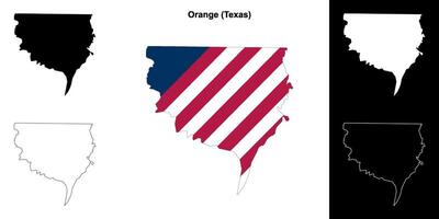 Orange comté, Texas contour carte ensemble vecteur