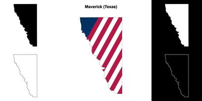 Maverick comté, Texas contour carte ensemble vecteur