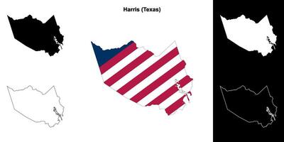 harris comté, Texas contour carte ensemble vecteur