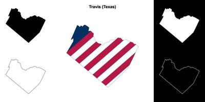 Travis comté, Texas contour carte ensemble vecteur