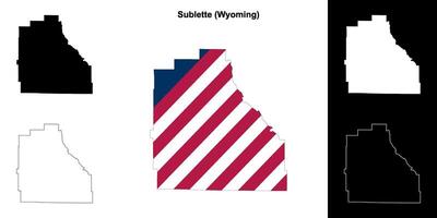 sous-lette comté, Wyoming contour carte ensemble vecteur