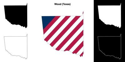 bois comté, Texas contour carte ensemble vecteur