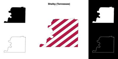 Shelby comté, Tennessee contour carte ensemble vecteur