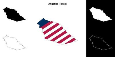 Angelina comté, Texas contour carte ensemble vecteur