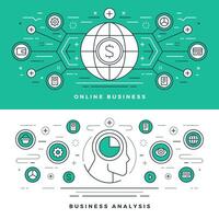 plat ligne en ligne affaires une analyse concept illustration. vecteur