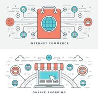 plat ligne l'Internet Commerce et en ligne achats. illustration. vecteur