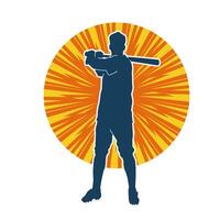 silhouette de une Masculin base-ball Battre joueur dans action pose. silhouette de une homme athlète en jouant base-ball sport comme une Battre. vecteur