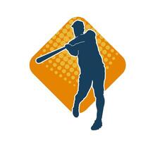 silhouette de une Masculin base-ball Battre joueur dans action pose. silhouette de une homme athlète en jouant base-ball sport comme une Battre. vecteur