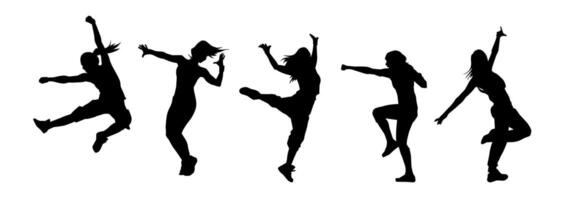 silhouette collection de svelte femelle danseurs dans action pose vecteur