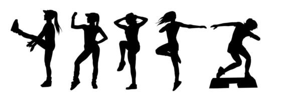 silhouette collection de sportif femelle Faire pilates de Gym faire des exercices vecteur
