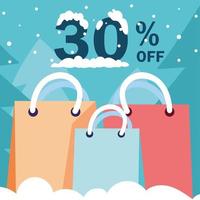 promotions et réductions de noël, soldes d'hiver vecteur