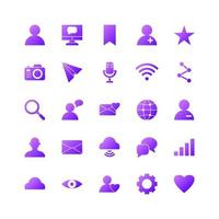l'icône des médias sociaux définit le gradient vectoriel pour le site Web, l'application mobile, la présentation, les médias sociaux. adapté à l'interface utilisateur et à l'expérience utilisateur.
