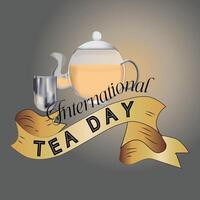 international thé journée signe et badge vecteur