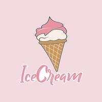 dessiné à la main mignonne la glace crème griffonnage. mignonne la glace crème magasin logo conception modèle. vecteur