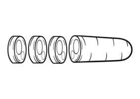 illustration dessinée à la main de saucisse de viande grillée vecteur