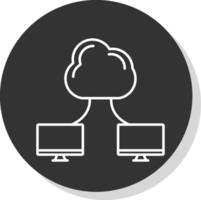 nuage l'informatique ligne gris cercle icône vecteur