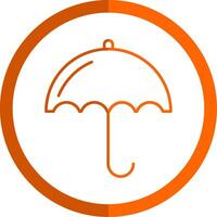 parapluie ligne Orange cercle icône vecteur