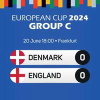 Danemark contre Angleterre européen Football championnat groupe c rencontre tableau de bord bannière euro Allemagne 2024 vecteur