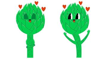 marrant dessin animé artichaut. mignonne personnage plante. illustration vecteur