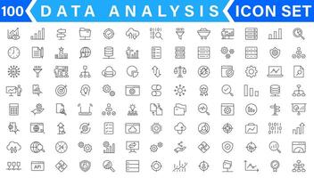 Les données une analyse icône ensemble. graphiques, statistiques, analytique, analyse, gros données, croissance, graphique, recherche, interface utilisateur, ux, gui et plus ligne icône vecteur