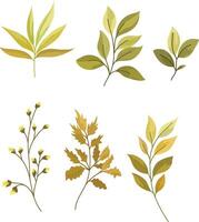 feuilles et sauvage fleurs sur une blanc Contexte. illustration vecteur