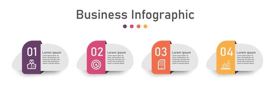 infographie modèle pour affaires information présentation. carré et icône éléments. moderne flux de travail diagrammes. rapport plan 4 les sujets vecteur