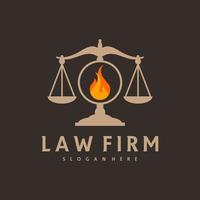 modèle vectoriel de logo de justice incendie, concepts de conception de logo de cabinet d'avocats créatifs