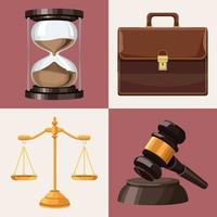 quatre icônes de justice de la loi vecteur