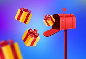 concept de vecteur de livraison de courrier avec des coffrets cadeaux