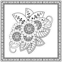 fleur de mehndi pour henné, mehndi, tatouage, décoration. ornement décoratif dans un style oriental ethnique, ornement de griffonnage, dessin à la main de contour. page de livre de coloriage. vecteur