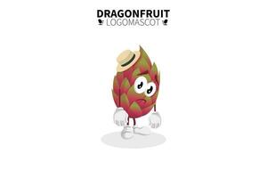 mascotte de fruit du dragon de dessin animé, illustration vectorielle d'une jolie mascotte de personnage de fruit du dragon rouge vecteur