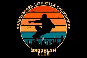 skateboard lifestyle californie brooklyn club retro vintage design vecteur