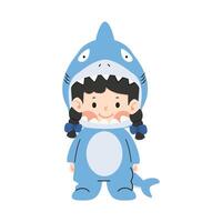 enfant personnages dans requin costume animal vecteur