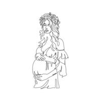continu ligne art de maternité, l'amour enceinte, content mère journée carte, un ligne dessin, parent et enfant silhouette main dessiné. illustration vecteur