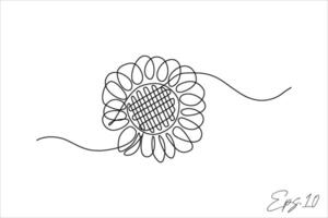 continu ligne art dessin de tournesol vecteur