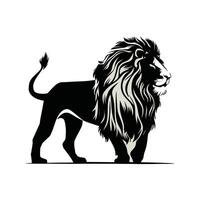 gratuit noir et blanc Lion illustration silhouette. vecteur