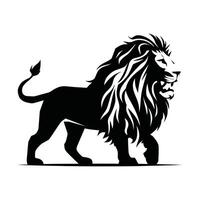 noir et blanc Lion illustration silhouette. vecteur