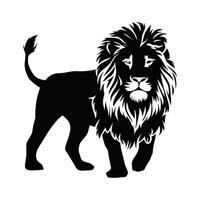 gratuit noir et blanc Lion illustration silhouette. vecteur